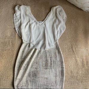 Stunning white and gold body con dress